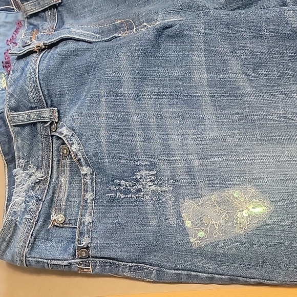 Candies Jeans, Size 13, Sequin Embellished with Distressing. Flared/Bell Bottom - Picture 11 of 13